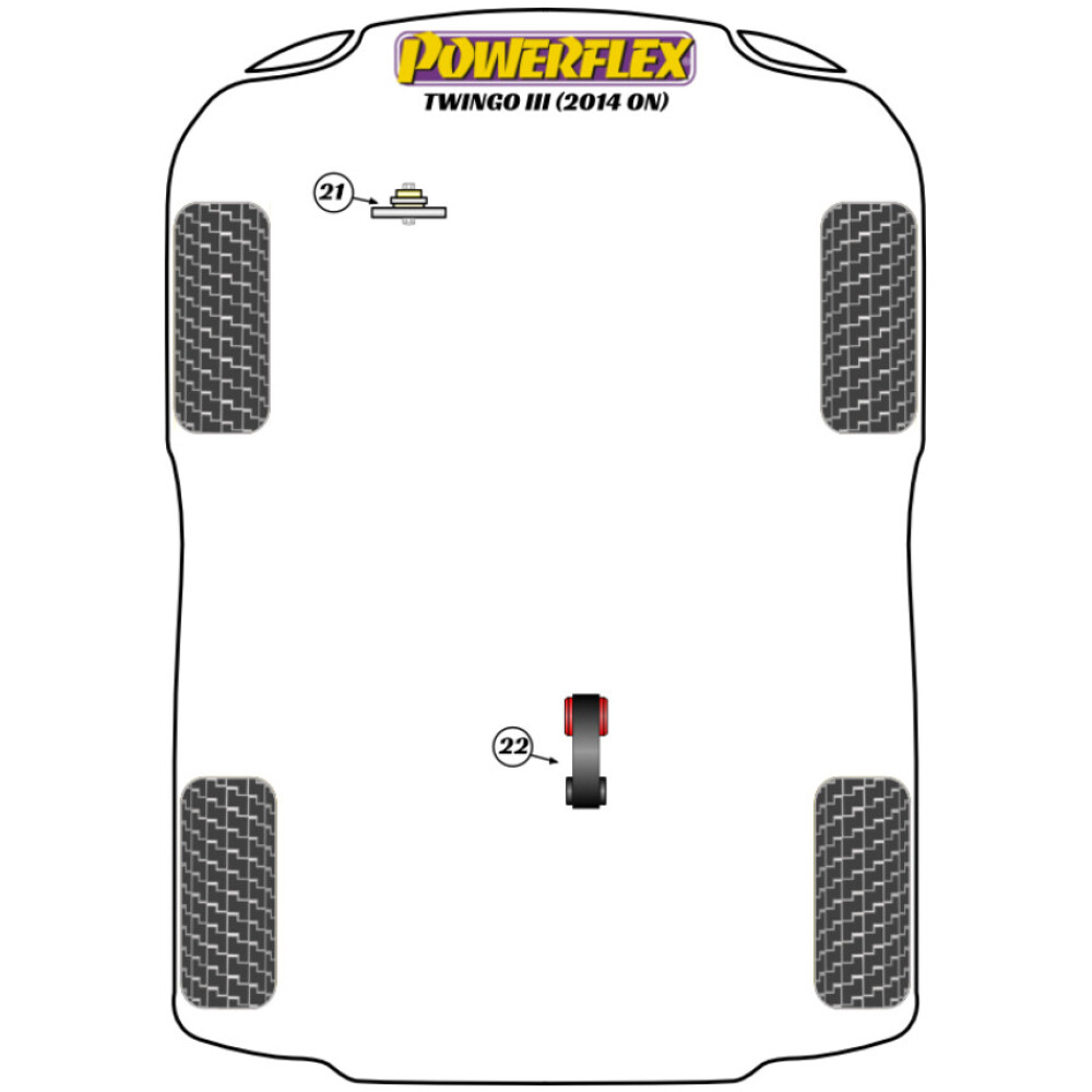 Powerflex Renault  Twingo III (2014 in poi)   Supporto di coppia inferiore, 3 cilindri Fig.22 (1) PFF60-1422R - immagine 2