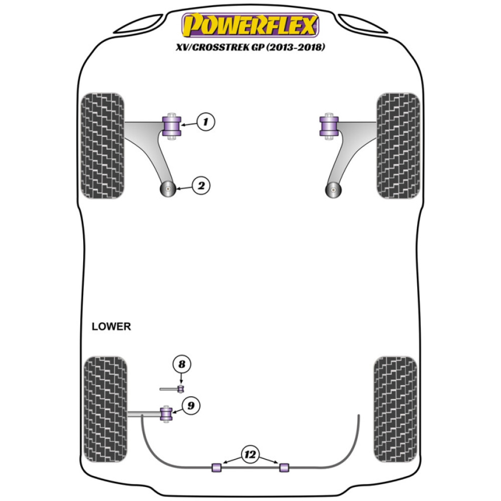 Powerflex Subaru XV/Crosstrek GP (2013 - 2018)    Boccola barra antirollio posteriore 18mm Fig.12 (2) PFR69-512-18 - immagine 2