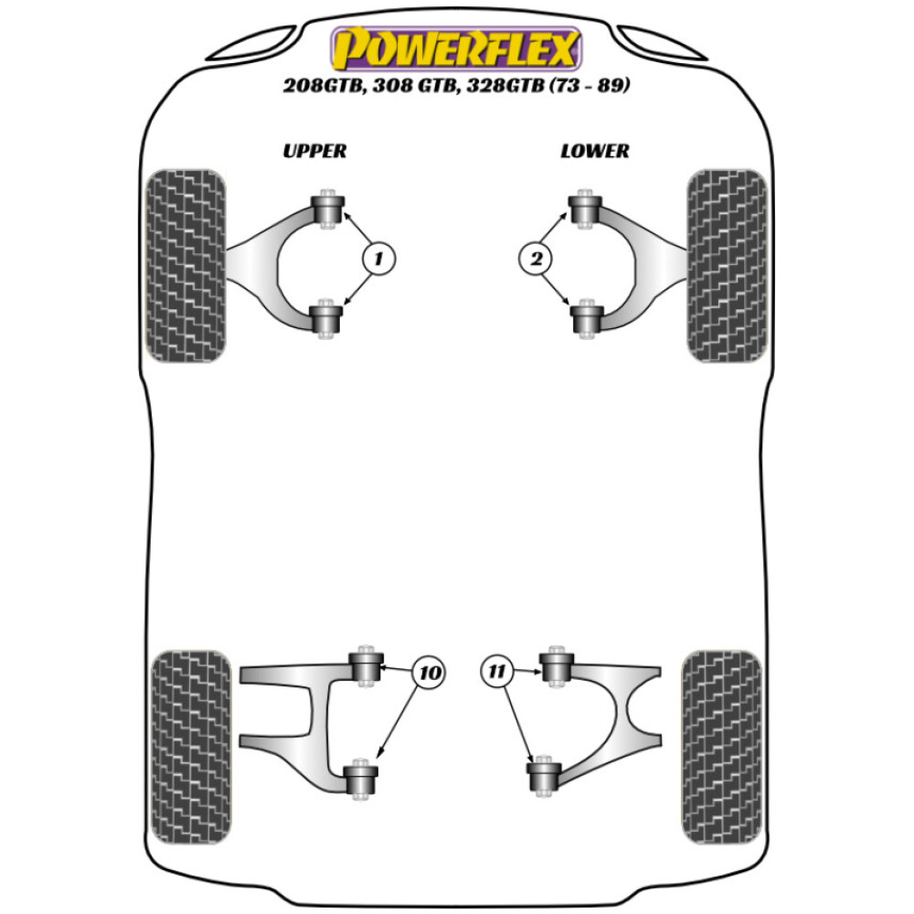 Powerflex Ferrari 208GTB/GTS, 308GTB/GTS, 328GTB/GTS (1975 - 1989)    Boccola interna del braccio oscillante superiore posteriore Fig.10 (4) PF17-200 - immagine 2