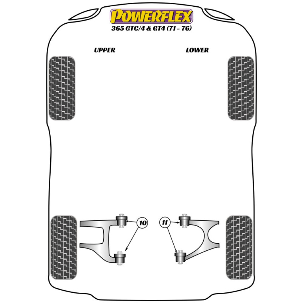 Powerflex Ferrari 365GT4 & GTC/4 (1971 - 1976)    Boccola interna del braccio oscillante superiore posteriore Fig.10 (4) PF17-110 - immagine 2