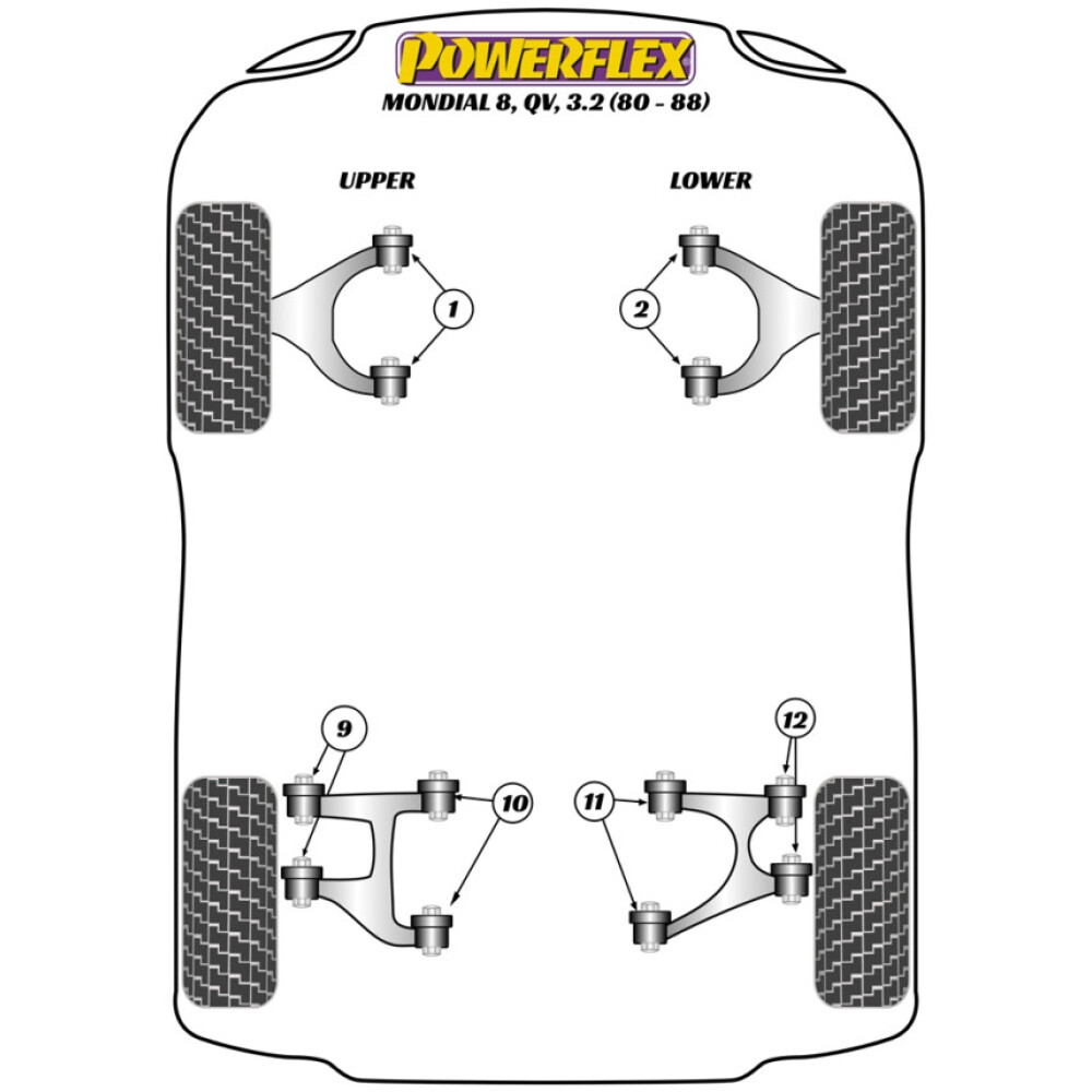 Powerflex Ferrari Mondial 8, Quattrovalvole & 3.2 (1980 - 1988)    Boccola del braccio oscillante superiore anteriore Fig.1 (4) PF17-200 - immagine 2