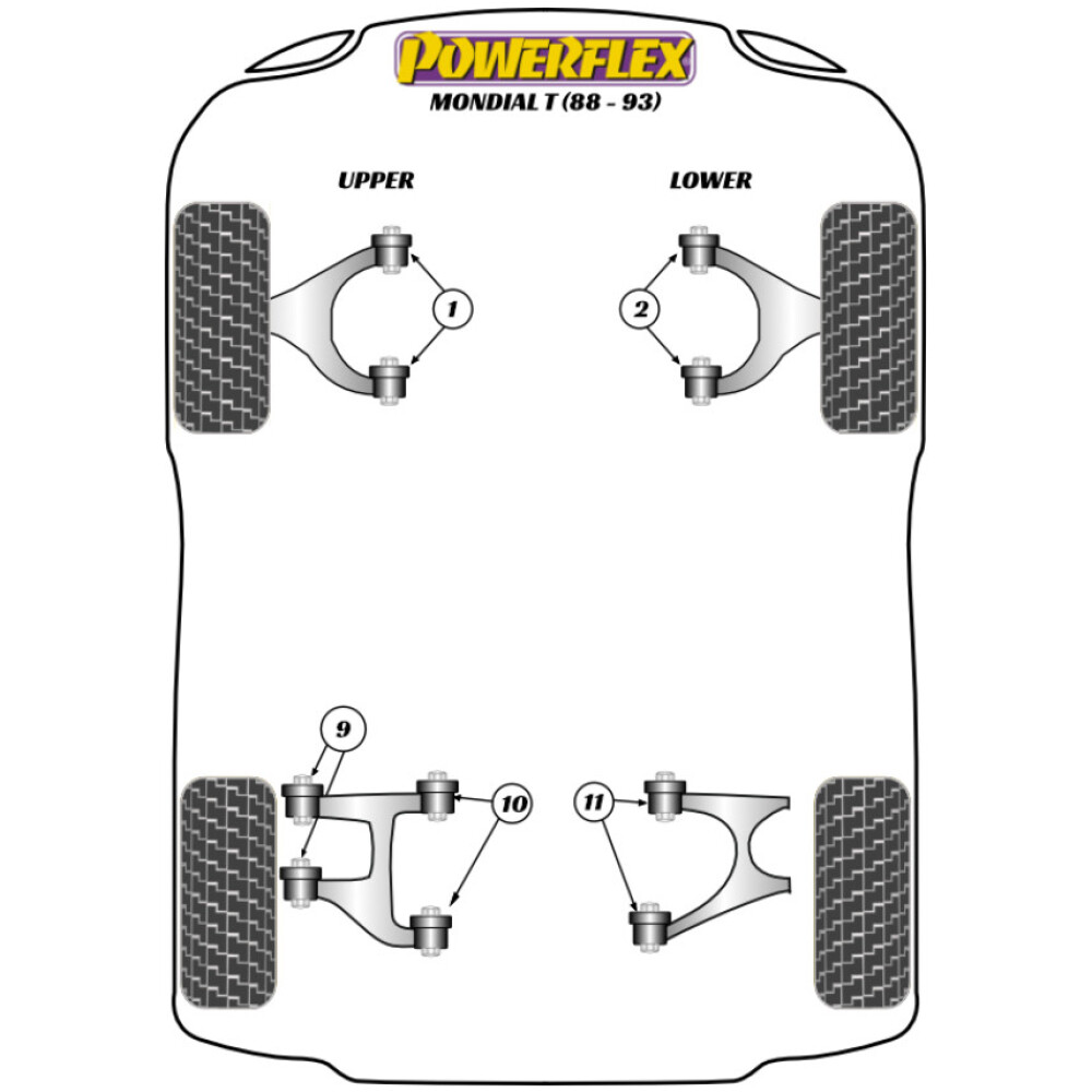 Powerflex Ferrari Mondial T (1988 - 1993)    Boccola esterna del braccio oscillante superiore posteriore Fig.9 (4) PF17-200 - immagine 2