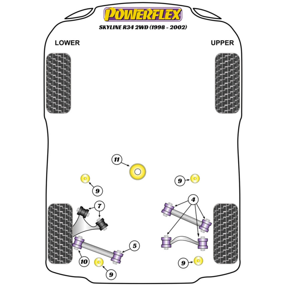 Powerflex Nissan Skyline R34 2WD Incl. 25GT, 25GTT & GTV(1998 - 2002)   Boccola esterna del collegamento della convergenza posteriore Fig.10 (2) PFR46-208 - immagine 2