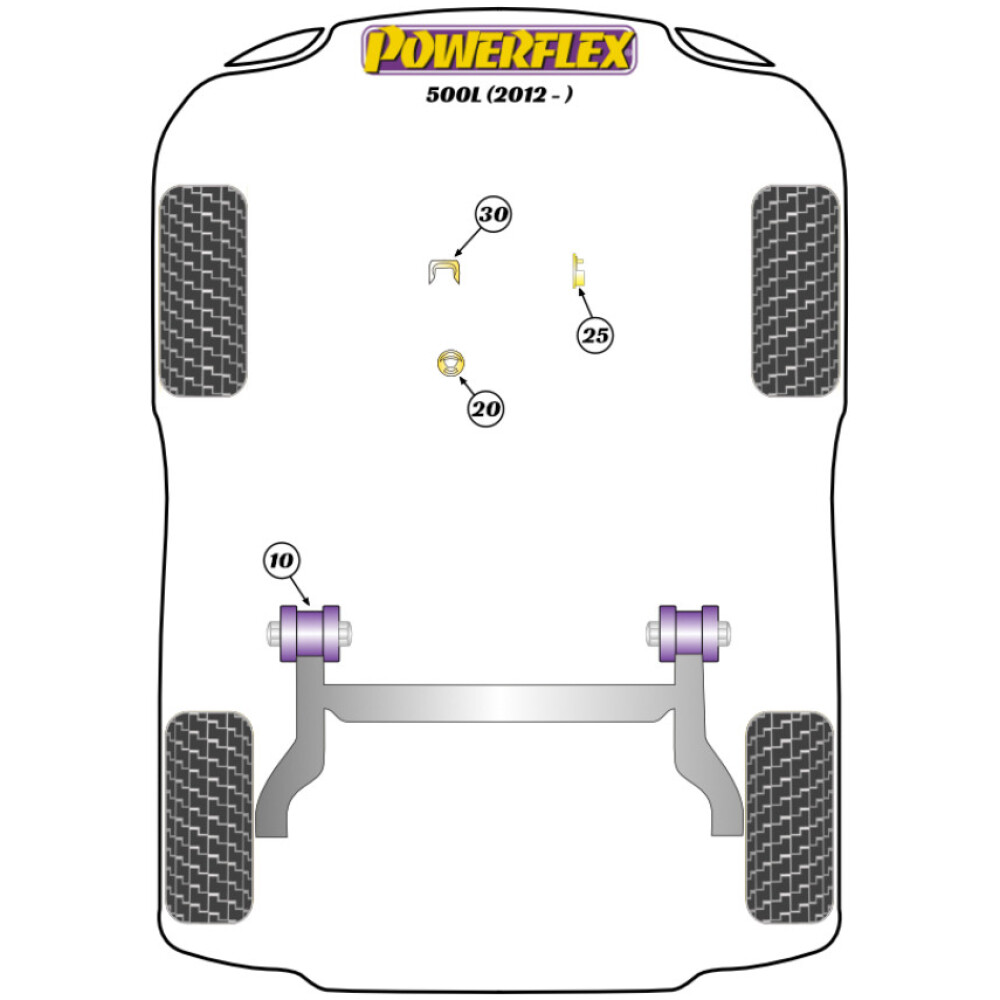Powerflex Fiat 500L (2012 - )    Inserto supporto motore superiore (Diesel) Fig.25 (1) PFF1-1125R - immagine 2