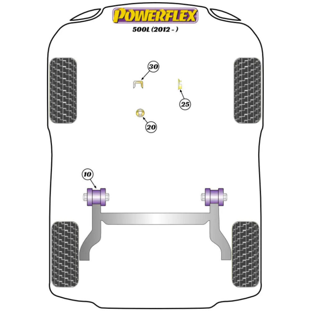 Powerflex Fiat 500L (2012 - )    Boccola di montaggio della trave posteriore Fig.10 (2) PFR16-710 - immagine 2
