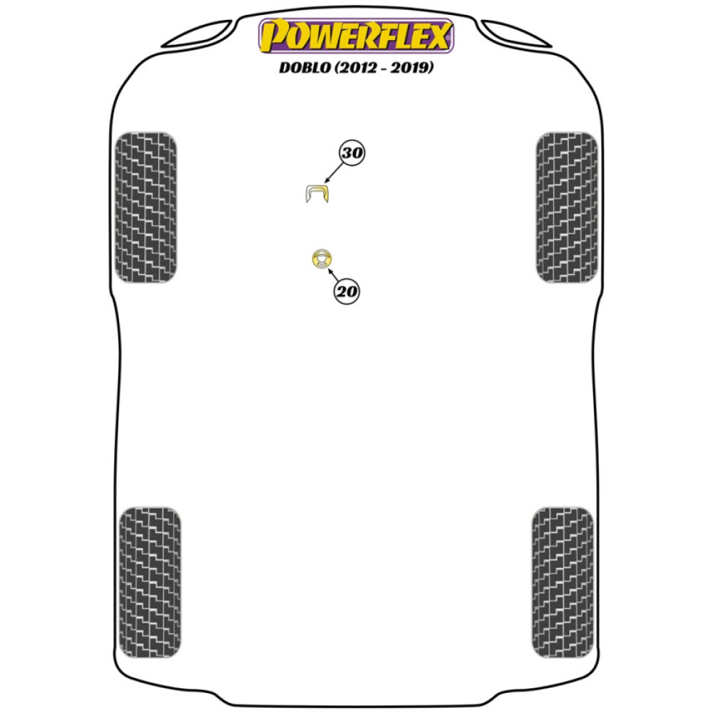 Powerflex Fiat Doblo 263 (2011 - 2022)    Inserto di supporto del cambio superiore (diesel) Fig.30 (1) PFF1-1130R - immagine 2