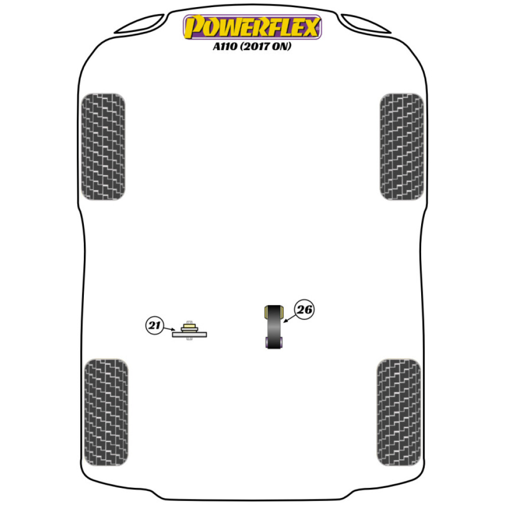 Powerflex Alpine A110 (2017 in poi) Boccola di montaggio del cambio Fig.21 (1) PFF60-1421 2 Powerflex Alpine A110 (2017 in poi) Boccola di montaggio del cambio Fig.21 (1) PFF60-1421 - immagine 2