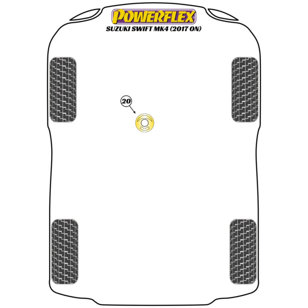 Powerflex Suzuki Swift MK4 A2L Excl. Sport (2017 in poi)    Inserto supporto motore inferiore Fig.20 (1) PFF73-523 - immagine 2