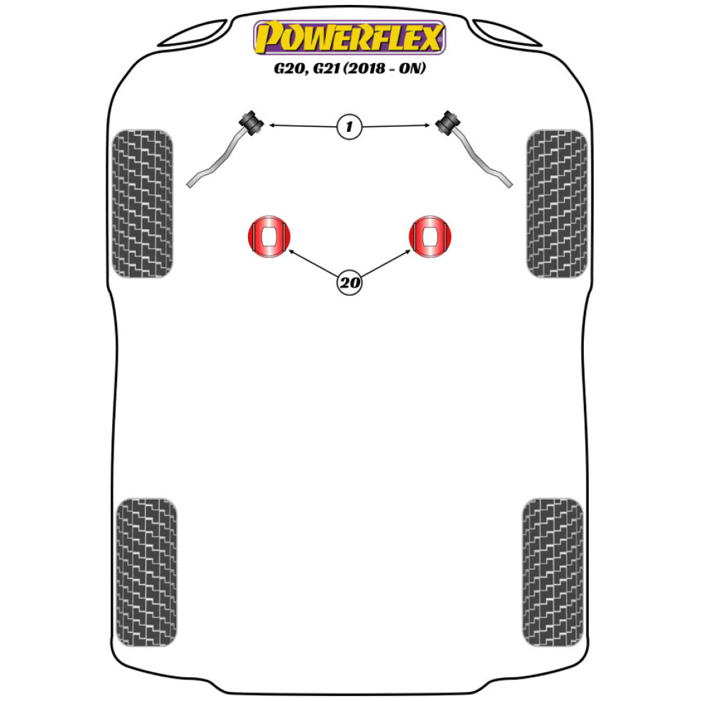 Powerflex BMW Serie 3  G20, G21 (2018 - )  Inserto supporto motore Fig.20 (2) PFF5-5452 - immagine 2
