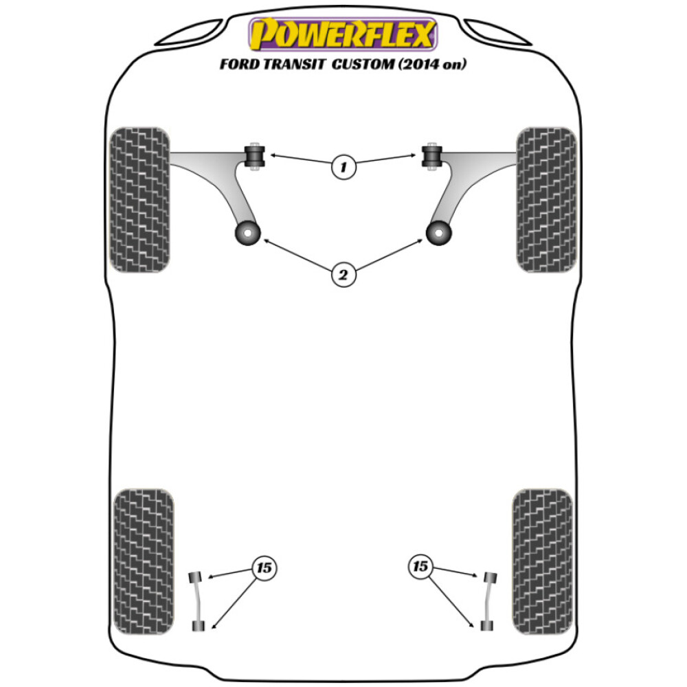 Powerflex Ford  Transit / Tourneo Custom (2013 in poi)   Boccola del collegamento di caduta posteriore Fig.15 (4) PFR19-9015 - immagine 2