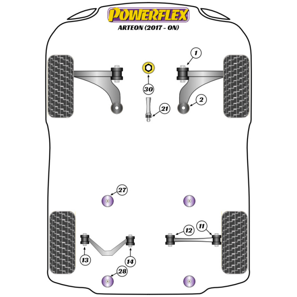 Powerflex Volkswagen Arteon (2017 in poi)    Boccola interna del braccio oscillante superiore posteriore Fig.14 (2) PFR85-514 - immagine 2
