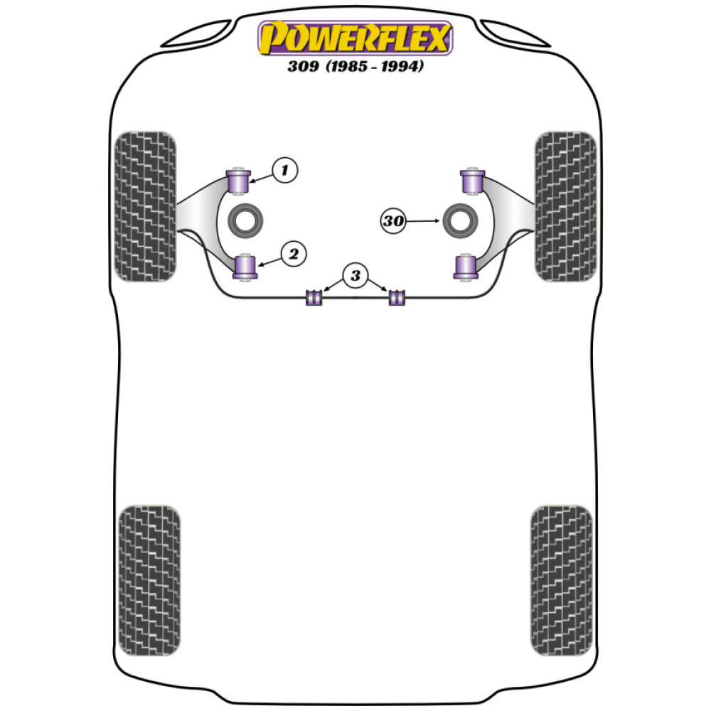 Powerflex Peugeot 309 incl. GTI (1985-1994)    Supporto scarico (1) EXH005 - immagine 2