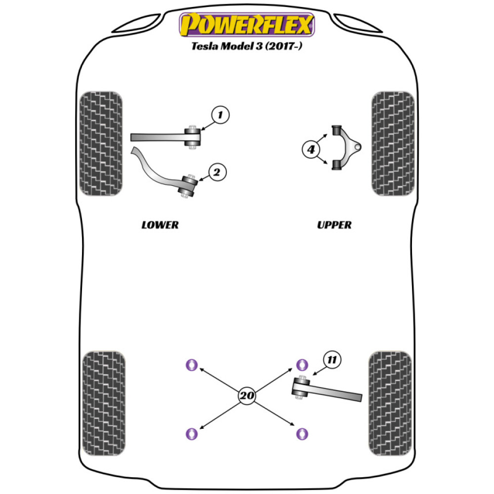Powerflex Tesla Model 3 (2017 - 2023)    Boccola del braccio di controllo anteriore superiore posteriore Fig.11 (2) PFR75-311 - immagine 2