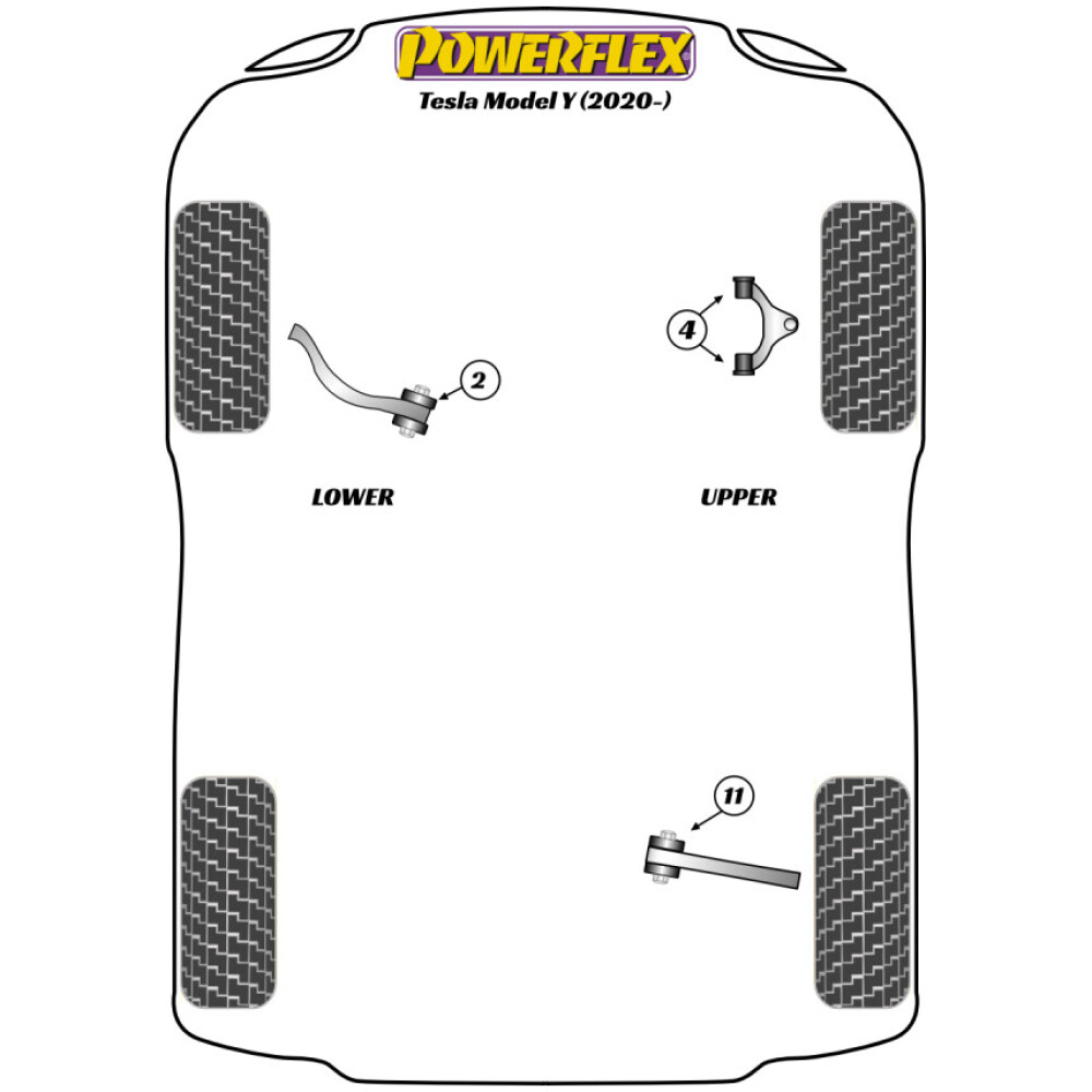 Powerflex Tesla Model Y (2020 - in poi)    Boccola del braccio di controllo anteriore superiore posteriore Fig.11 (2) PFR75-311 - immagine 2