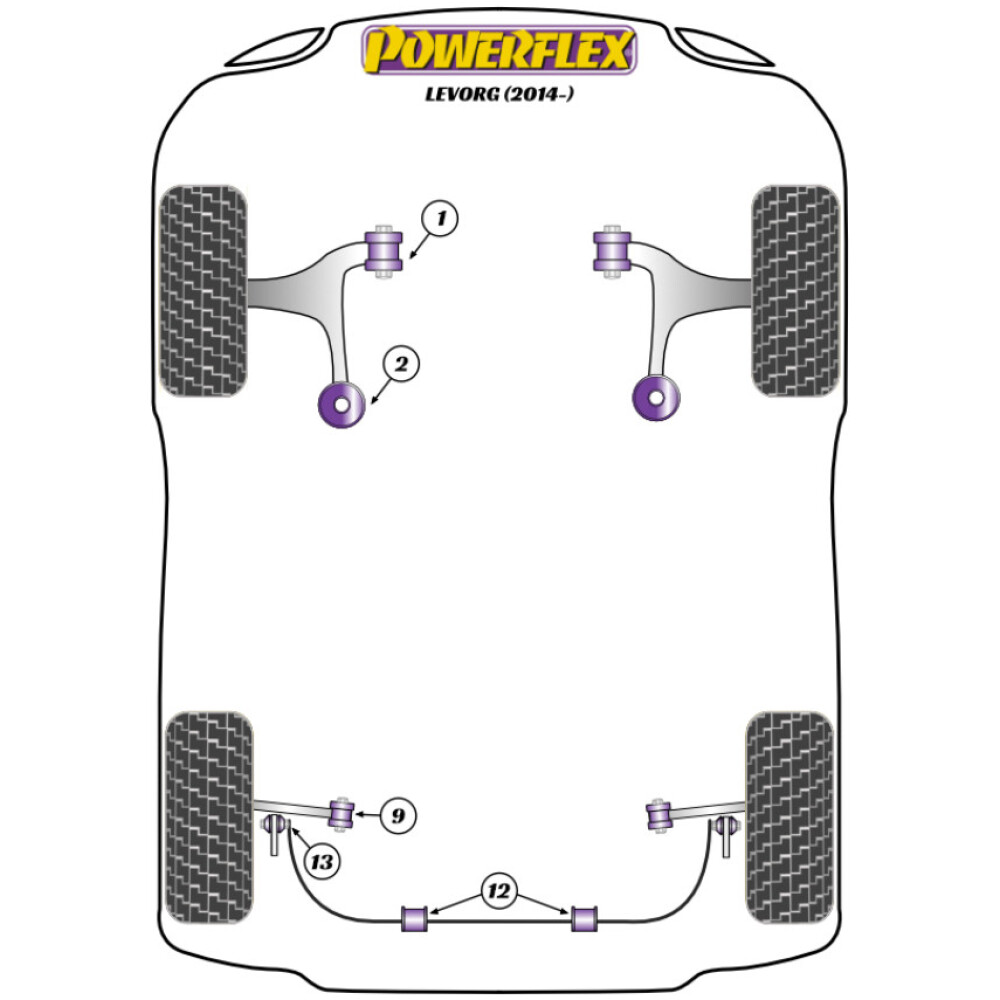 Powerflex Subaru Levorg (2014 in poi)    Boccola interna di controllo del cingolo inferiore posteriore Fig.9 (2) PFR69-509 - immagine 2