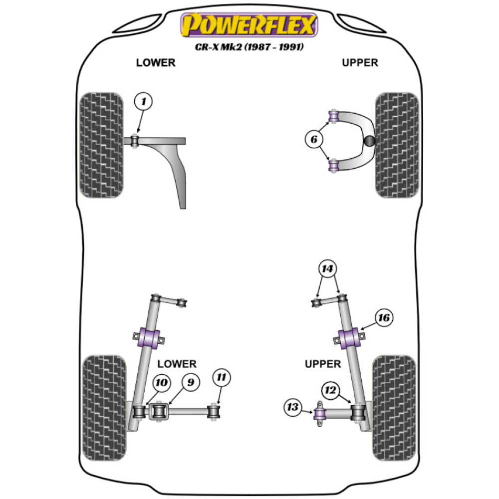 Powerflex Honda  CR-X Mk2 (1987-1991)   Boccola interna braccio inferiore posteriore 31mm Fig.11 (2) PFR25-115 - immagine 2
