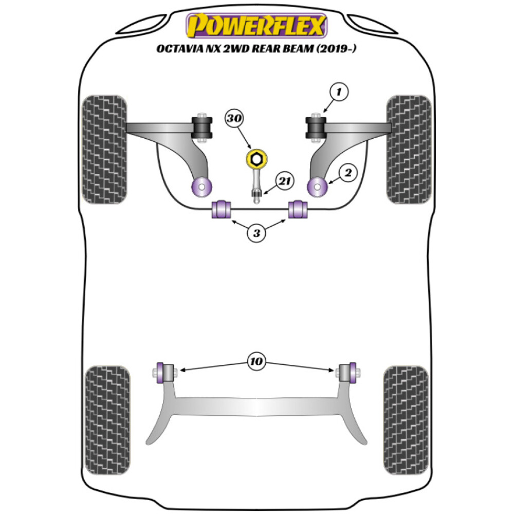 Powerflex Skoda   Octavia NX ponte post. fisso  Supporto motore inferiore (grande) Inserire Diesel Fig.30 (1) PFF85-832R - immagine 2