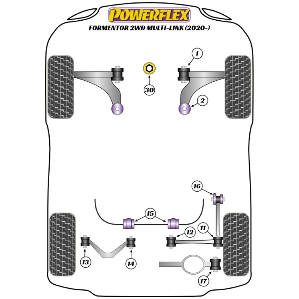 Powerflex Seat  Formentor 2WD (2020 in poi)   Boccola posteriore del braccio oscillante anteriore Fig.2 (2) PFF85-802 - immagine 2