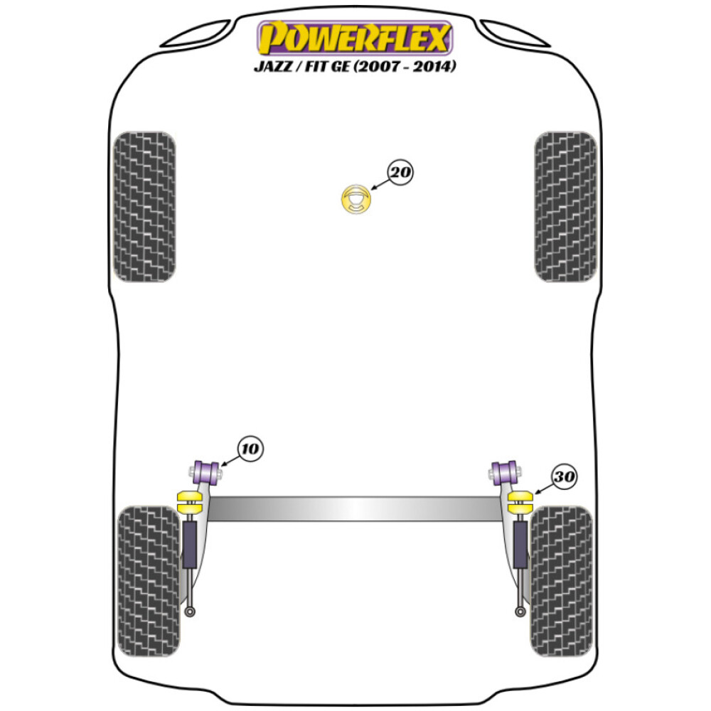 Powerflex Honda  Jazz / Fit GE (2007 - 2014)   Boccola di montaggio della trave posteriore Fig.10 (2) PFR25-410 - immagine 2