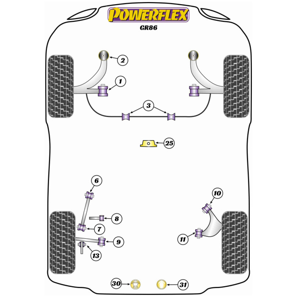 Powerflex Toyota GR 86 (2021 in poi)    Boccola posteriore interna del braccio superiore posteriore REGOLABILE Fig.11 (2) PFR69-511G - immagine 2