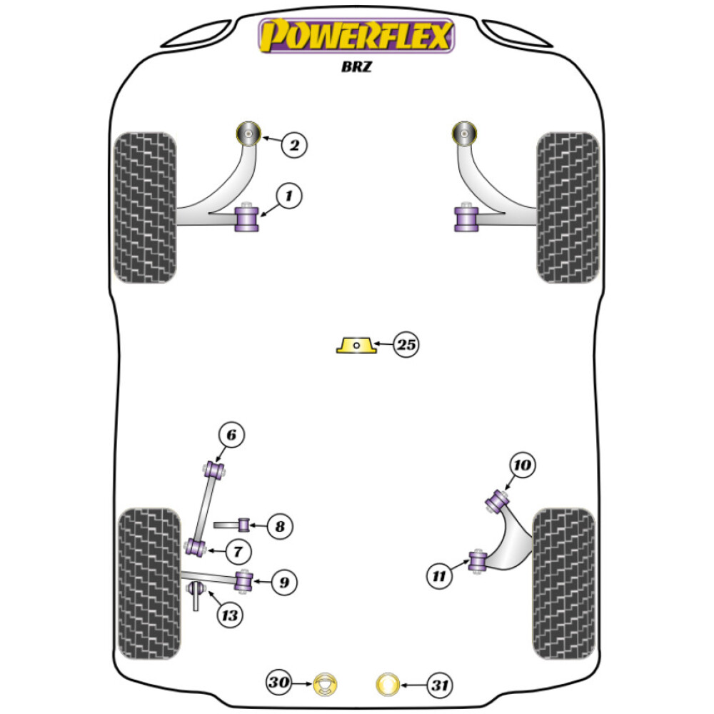 Powerflex Subaru BRZ 2nd Gen (2021 in poi)    Inserimento del supporto posteriore destro del differenziale posteriore Fig.31 (1) PFR69-831 - immagine 2