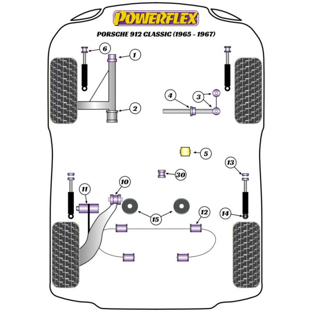 Powerflex Porsche 912 (1965-1967)    Kit adattatore per martinetto imbullonato (1) PF57-561K - immagine 2