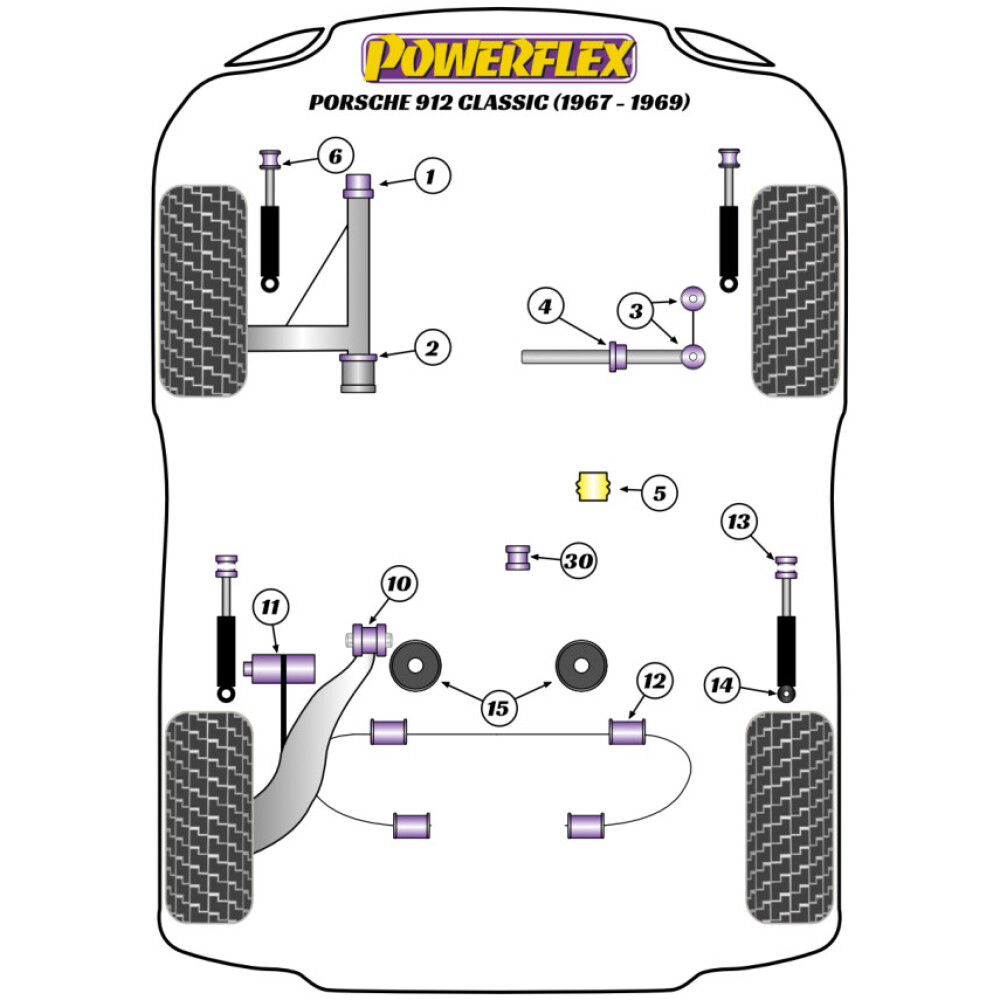 Powerflex Porsche 912 (1967-1969)    Boccola piastra di supporto braccio oscillante posteriore Fig.11 (2) PFR57-409 - immagine 2