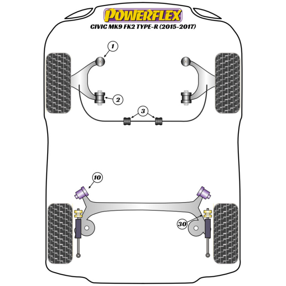 Powerflex Honda  Civic Mk9 FK2 Type-R (2015 - 2017)   Boccola posteriore del braccio oscillante anteriore Fig.2 (2) PFF25-902 - immagine 2