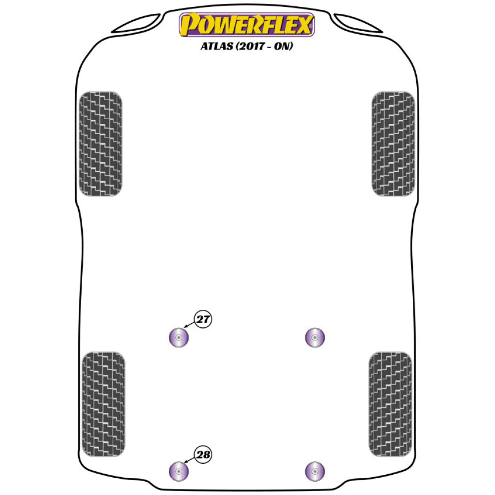 Powerflex Volkswagen Atlas (2017 in poi)    Boccola di montaggio anteriore del telaio ausiliario posteriore Fig.27 (2) PFR85-827 - immagine 2