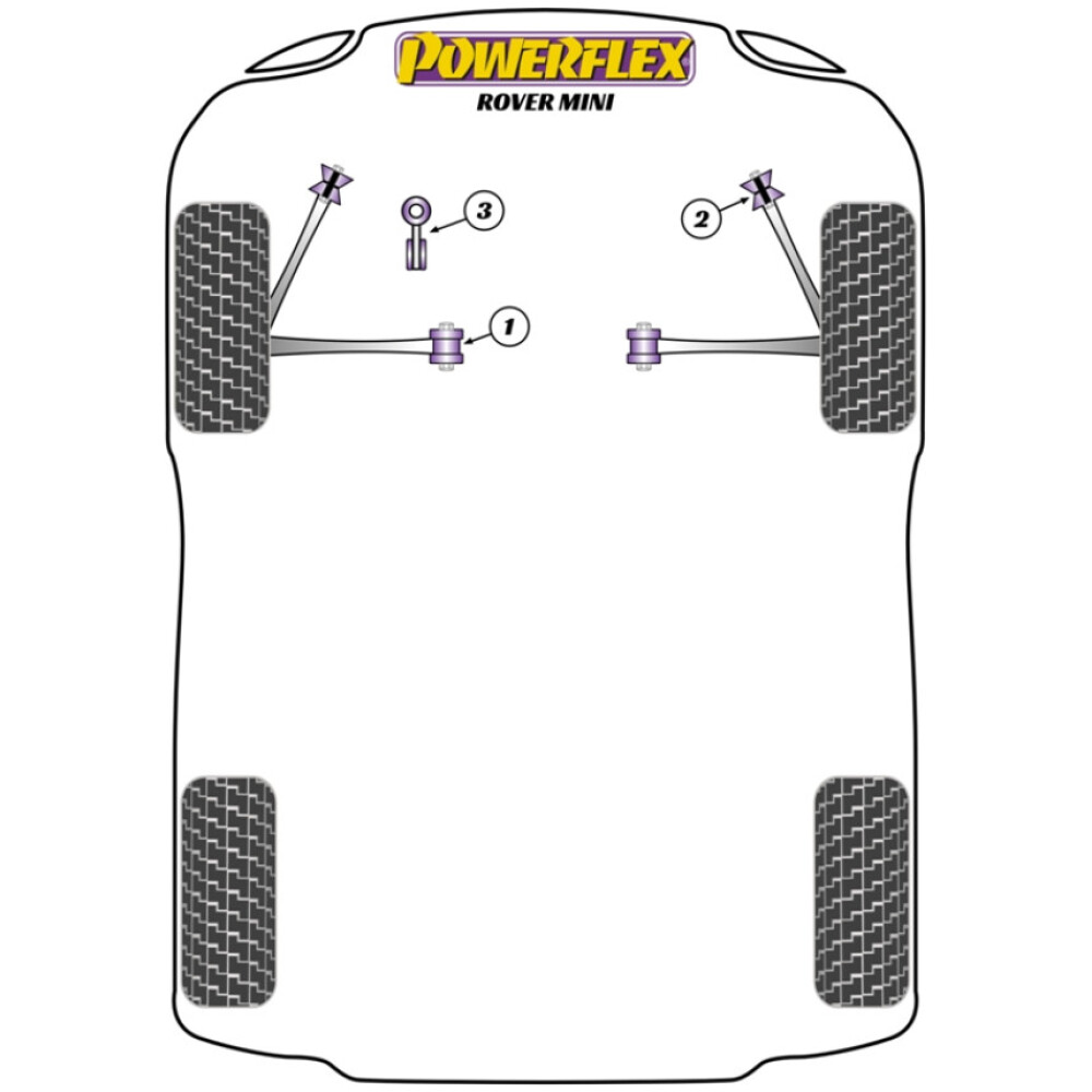 Powerflex Rover Mini (1959 - 2000)    Kit di montaggio del telaio ausiliario posteriore (dal 1976 in poi) (1) PFR63-120 - immagine 2