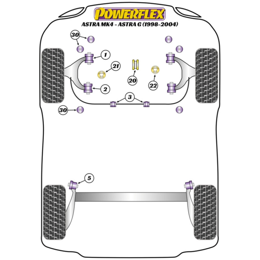 Powerflex Vauxhall / Opel  Astra MK4 - Astra G (1998 - 2004)   Boccola del telaio ausiliario anteriore Fig.30 (6) PFF80-830 - immagine 2