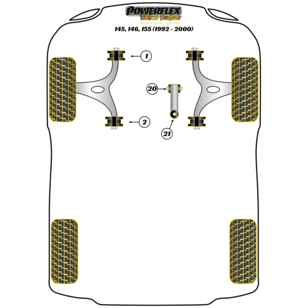 Powerflex Alfa Romeo 145, 146, 155 (1992-2000)    Boccola posteriore del braccio oscillante inferiore anteriore Fig.2 (2) PFF1-802BLK - immagine 2