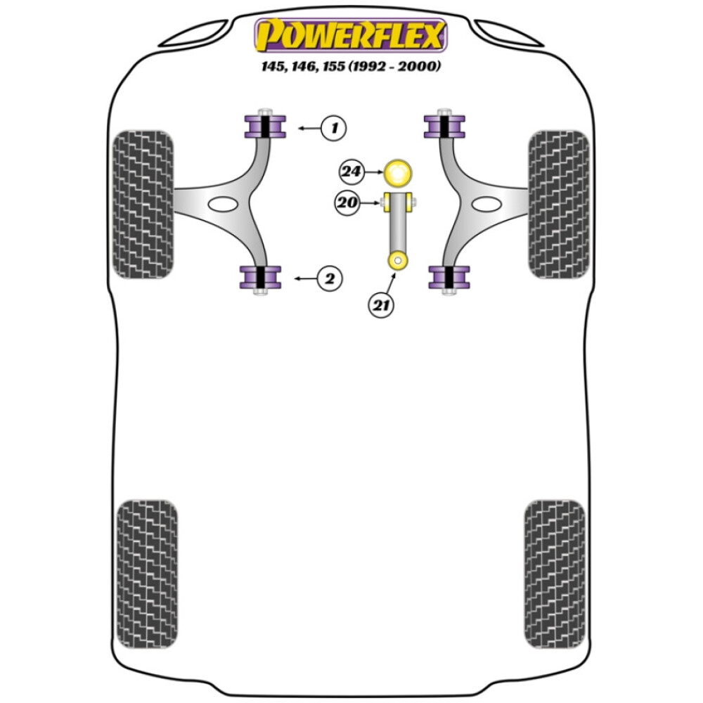 Powerflex Alfa Romeo 145, 146, 155 (1992-2000)    Boccola posteriore del braccio oscillante inferiore anteriore Fig.2 (2) PFF1-802H - immagine 2
