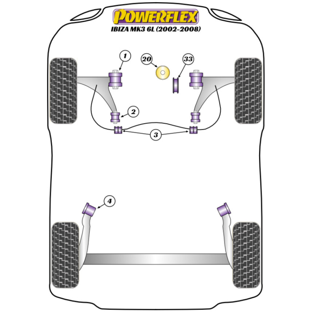 Powerflex Seat  Ibiza MK3 6L (2002-2008)   Boccola grande del supporto motore inferiore (regolata/tracciata) Fig.20 (1) PFF85-620P - immagine 2