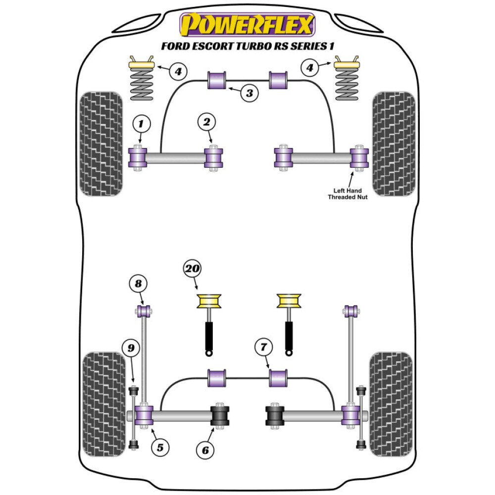 Powerflex Ford  Escort RS Turbo Series 1 (1984 - 1986)   Supporto ammortizzatore anteriore superiore Fig.4 (2) PFF19-199 - immagine 2