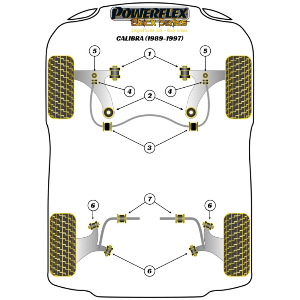 Powerflex Vauxhall / Opel Calibra 2wd (1989 - 1997)    Boccola del braccio oscillante posteriore Fig.6 (2) PFR80-440BLK - immagine 2