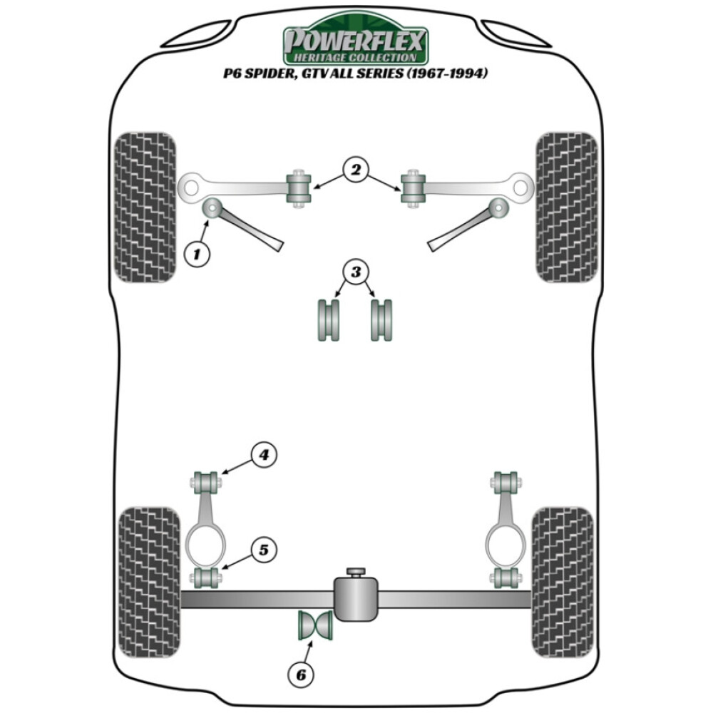 Powerflex Alfa Romeo 105/115 Spider all series (1967-1994)    Braccio girevole al giunto sferico superiore Fig.1 (2) PFF1-301H - immagine 2
