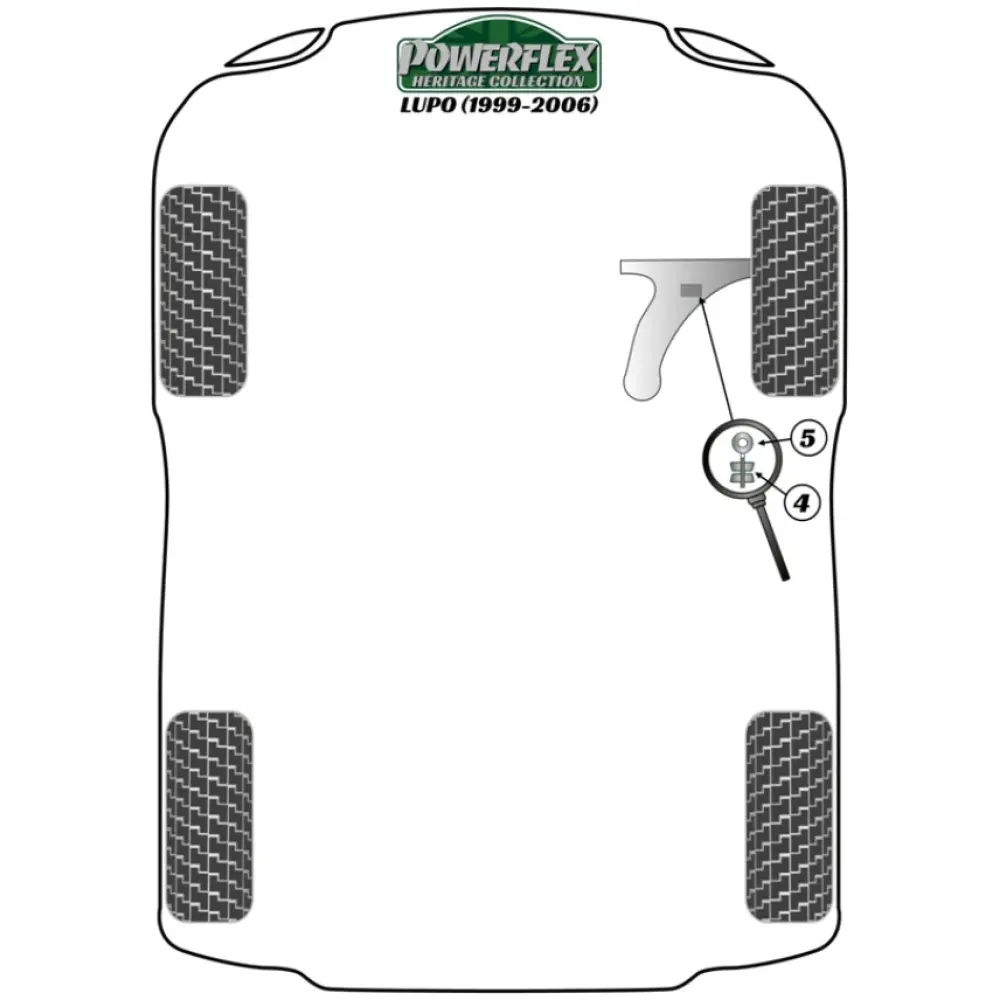 Powerflex Volkswagen Lupo (1999 - 2006)    Boccola di montaggio del bullone ad occhiello anteriore 10 mm Fig.4 (2) PFF85-208-10BLK - immagine 3
