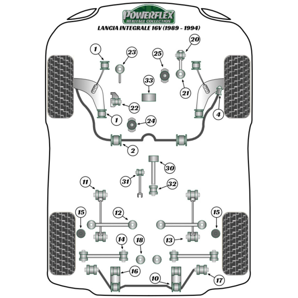 Powerflex Lancia Delta HF Integrale incl. Evo (1986 - 1995)    Boccola di montaggio del differenziale posteriore Fig.18 (2) PFR30-334H - immagine 2