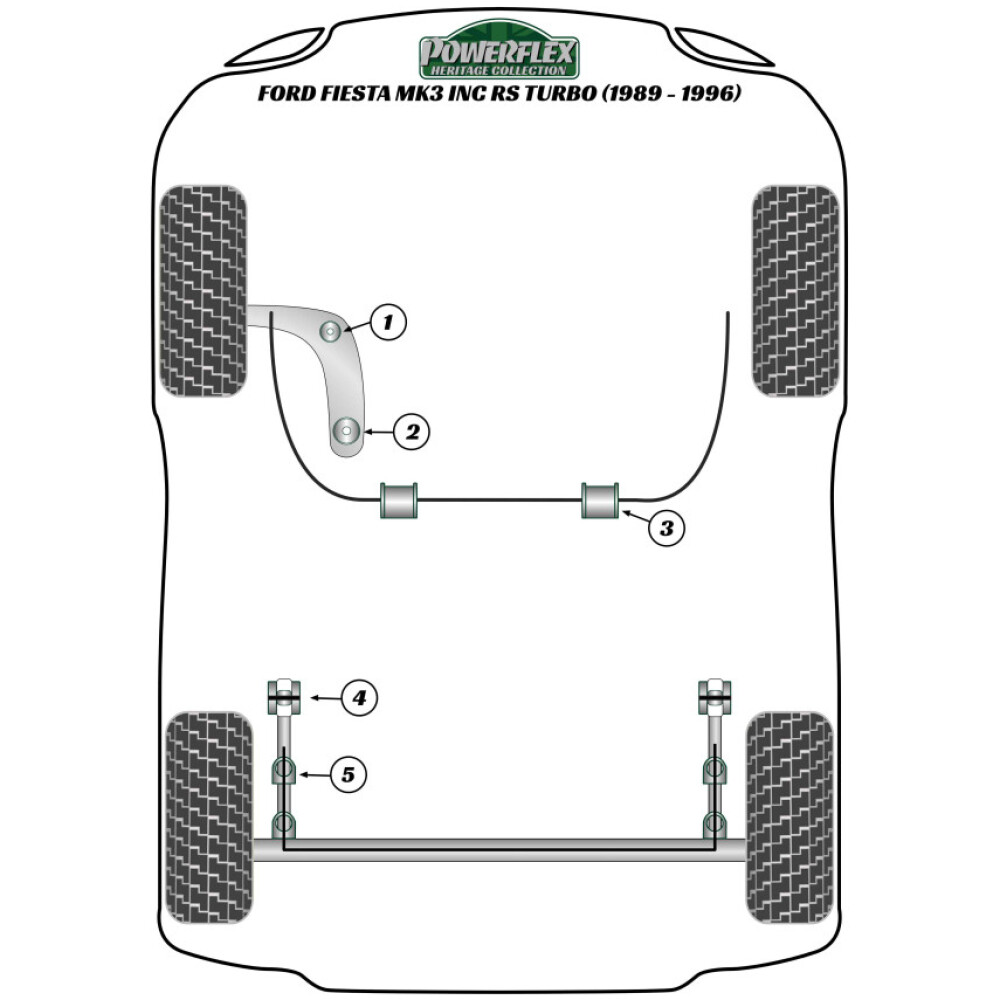 Powerflex Ford  Fiesta Mk3 incl. RS Turbo (1989-1996)   Boccola di montaggio della trave posteriore Fig.4 (2) PFR19-606H - immagine 2