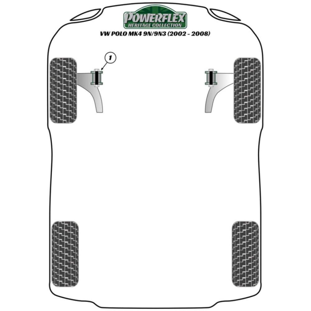 Powerflex Volkswagen  Polo MK4 9N/9N3 (2002 - 2008)   Boccola anteriore a forcella anteriore 30mm Camber regolabile Fig.1 (2) PFF85-201GBLK - immagine 3