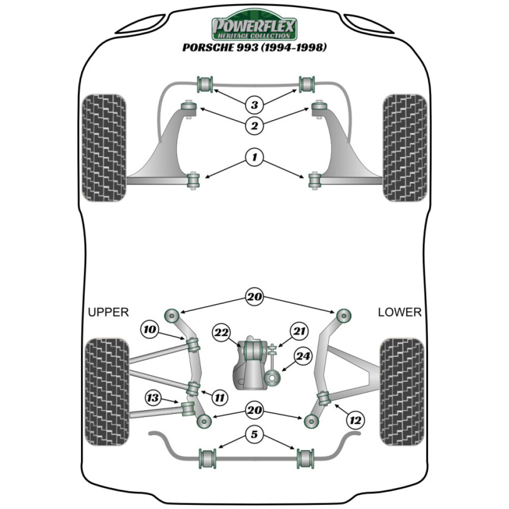 Powerflex Porsche 911 993 (1994 - 1998)    Boccola interna del collegamento della punta inferiore posteriore Fig.13 (2) PFR57-913H - immagine 2