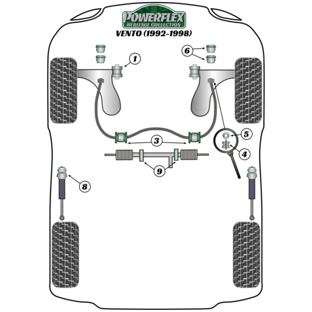 Powerflex Volkswagen Vento A3 (1992 - 1998) Supporto superiore del montante anteriore Fig.11 (2) PFF85-239BLK 3 Powerflex Volkswagen  Vento A3 (1992 - 1998)   Supporto superiore del montante anteriore Fig.11 (2) PFF85-239BLK - immagine 3