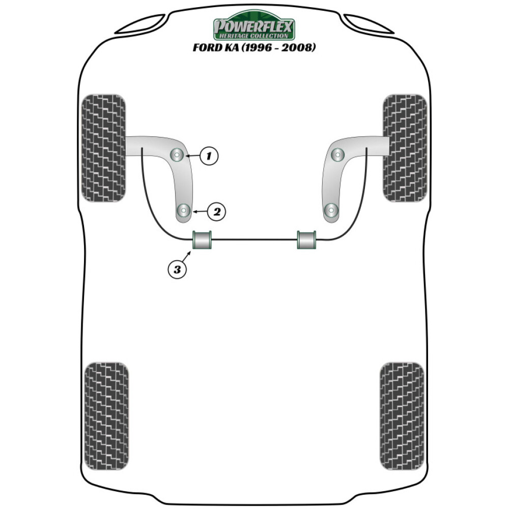 Powerflex Ford  KA (1996-2008)   Boccola di montaggio della trave posteriore Fig.4 (2) PFR19-707BLK - immagine 3