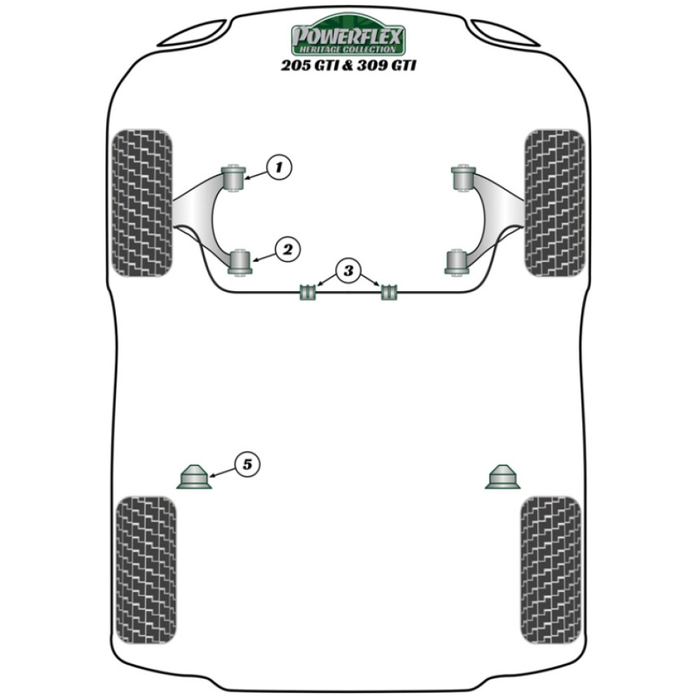 Powerflex Peugeot 205 GTi  (1985-1998)    Boccola barra antirollio 23mm Fig.3 (2) PFF50-215-23BLK - immagine 3