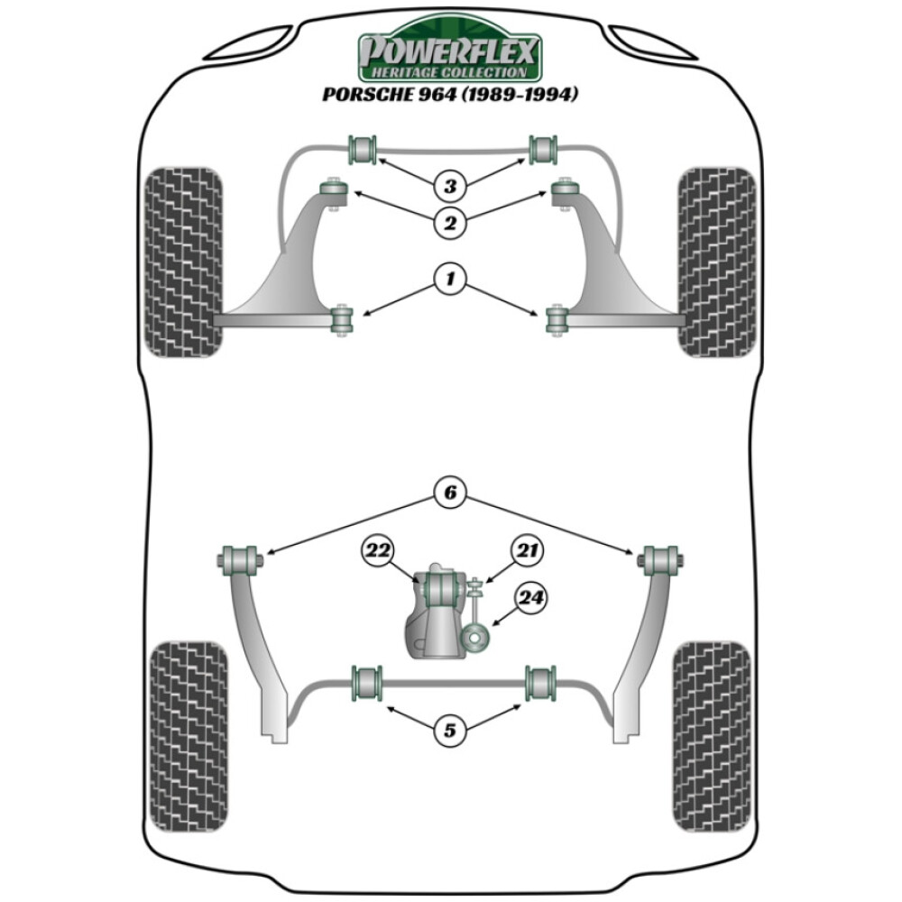 Powerflex Porsche 911 964 (1989 - 1994)    Boccola grande supporto trasmissione Fig.22 (1) PFR57-122BLK - immagine 3