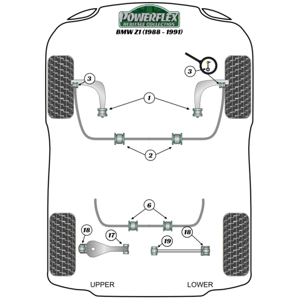 Powerflex BMW  Z1 (1988 - 1991)   Boccola barra antirollio anteriore 21mm Fig.2 (2) PFF5-302-21H - immagine 2