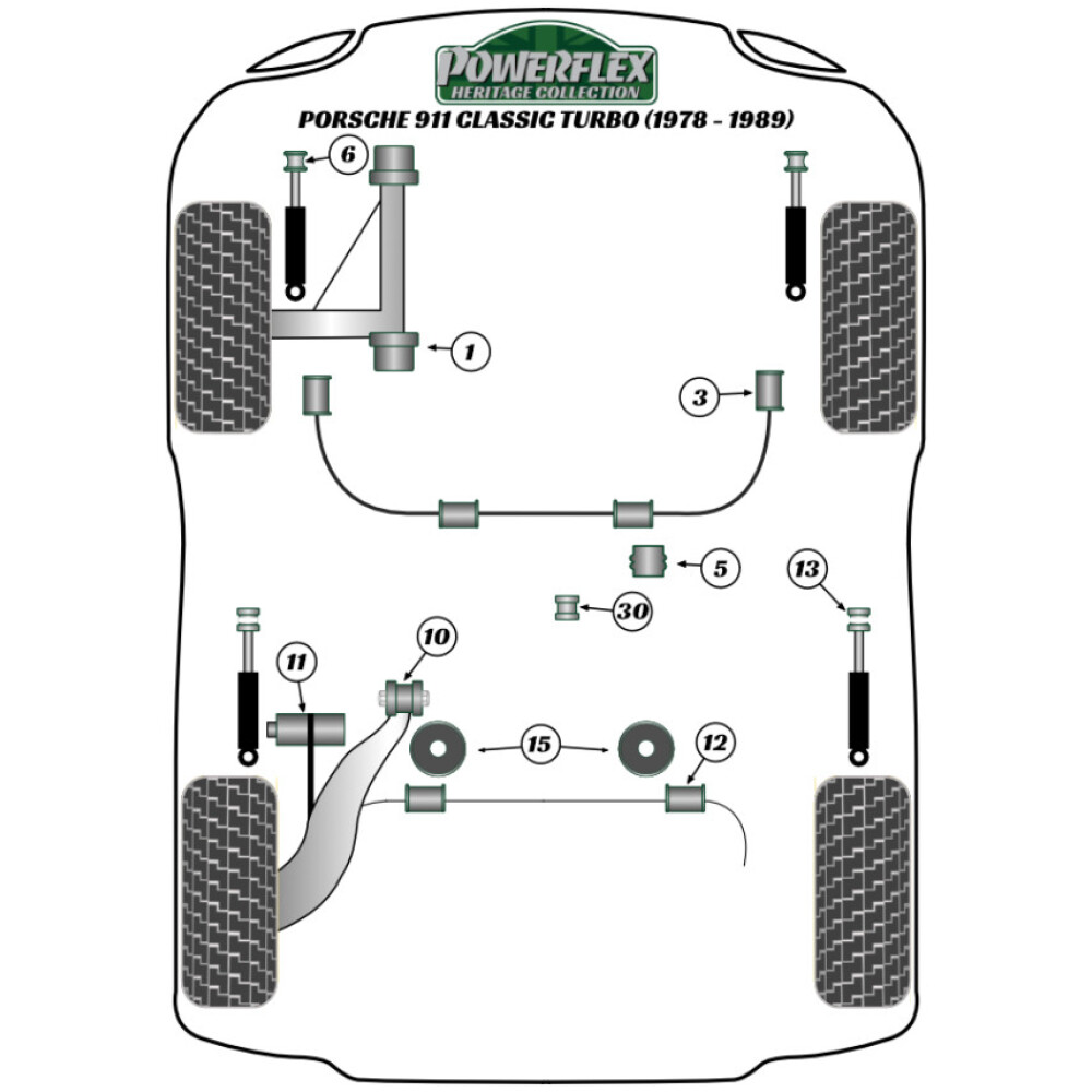 Powerflex Porsche 911 Classic (1978 - 1989) Turbo    Boccola barra antirollio anteriore 16mm Fig.3 (4) PFF57-403-16H - immagine 2