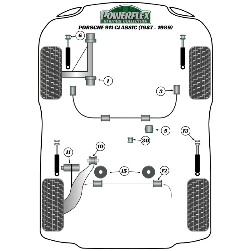 Powerflex Porsche 911 Classic (1987 - 1989)    Boccola di supporto del cuscinetto del piantone dello sterzo Fig.5 (1) PFF57-405BLK - immagine 3