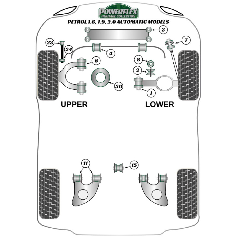 Powerflex Volkswagen Transporter Models T25/T3 Type 2 tutti i modelli (1979 - 1992) Benzina 1.6, 1.9, 2.0 Cambio Automatico Boccola interna TCA inferiore anteriore Fig.1 (2) PFF85-1001H - immagine 2